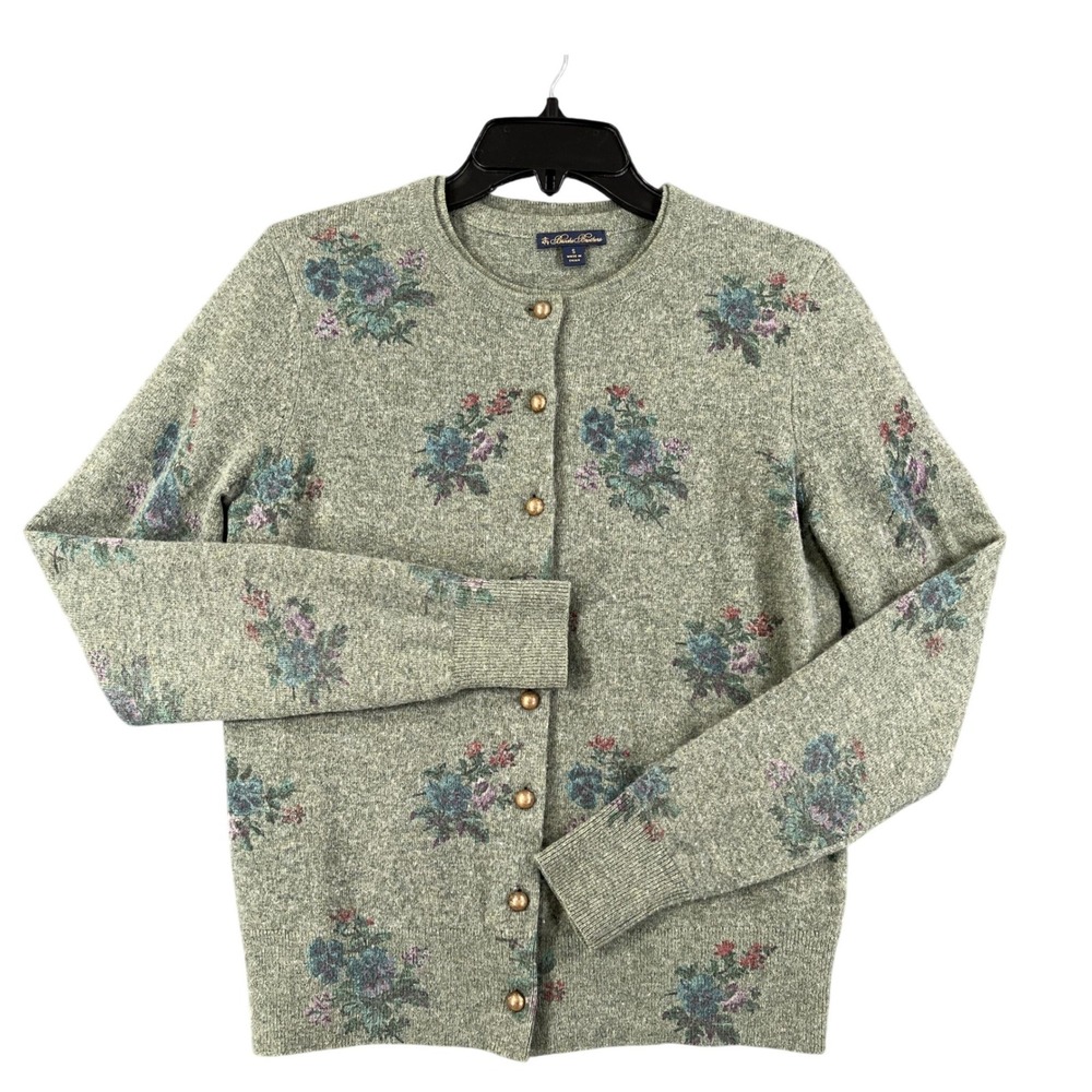 Brooks Brothers Lambswool Cardigan Sweater Set Womens S Floral Shell Twinset